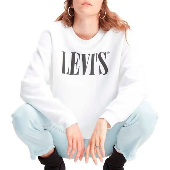 Levi's| Classic Logo White Crew Neck Sweatshirt Sz 2X - Picture 1 of 5